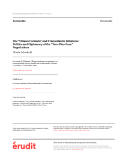 Politics and Diplomacy of the &ldquo;Two-Plus-Four&rdquo; Negotiations