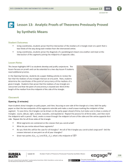 Lesson 13: Analytic Proofs of Theorems Previously Proved by