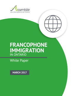 francophone immigration - l`Assembl&eacute;e de la francophonie de l`Ontario