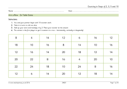 Counting in Steps of 2, 3, 5 and 10 4 in a Row 2x Table Game
