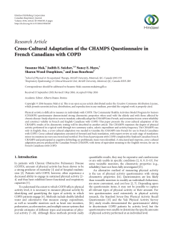 Cross-Cultural Adaptation of the CHAMPS Questionnaire in French