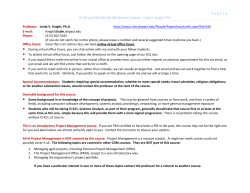 Page | 1 IS 430 and PM 430 ONLINE Section Syllabus: Linda V