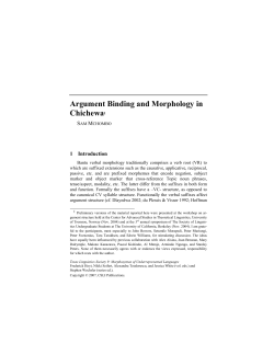 Argument Binding and Morphology in Chichewa1