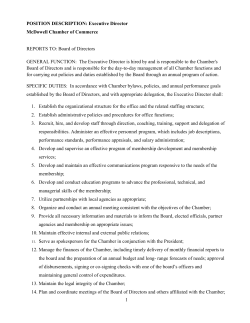 1 POSITION DESCRIPTION: Executive Director McDowell Chamber