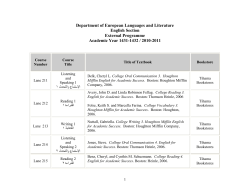 Department of European Languages and Literature &ndash; English Section