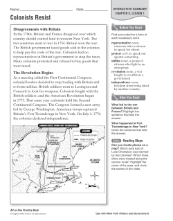 Lesson 1 Colonists Resist
