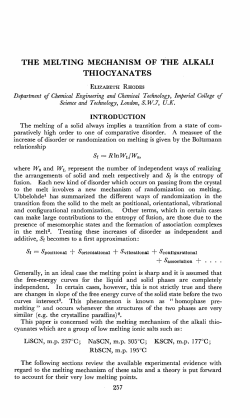 THE MELTING MECHANISM OF THE ALKALI THIOCYANATES