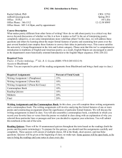 1 ENG 106: Introduction to Poetry Rachel Edford, PhD CRN: 32701
