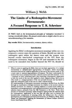 The Limits of a Redemptive-Movement Hermeneutic: A Focused