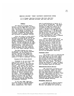 AMERICAN AIRLINES t "SABRE" ELECTRONIC RESERVATIONS