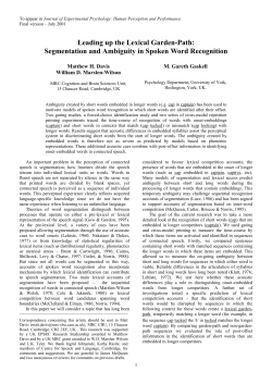 Leading up the Lexical Garden-Path