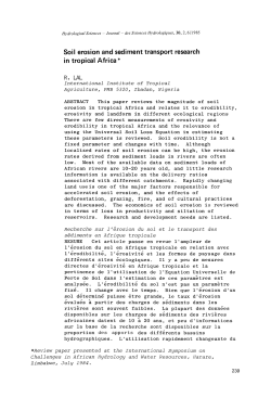 Soil erosion and sediment transport research in tropical Africa
