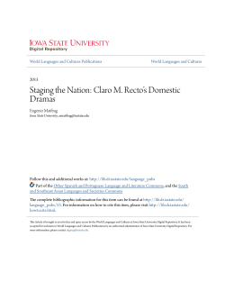 Staging the Nation: Claro M. Recto`s Domestic Dramas