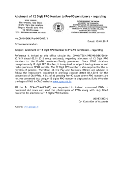 Allotment of 12 Digit PPO Number to Pre