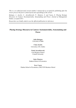 Placing Strategy Discourse in Context: Sociomateriality