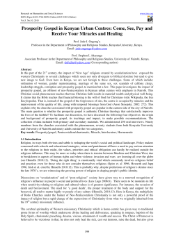 Prosperity Gospel in Kenyan Urban Centres