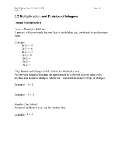 5.2 Multiplication and Division of Integers