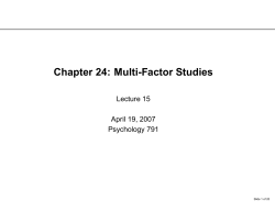 Chapter 24: Multi-Factor Studies