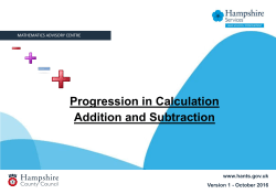 Progression in Addition and Subtraction - Lee-on-the