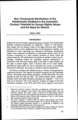 Non-Consensual Sterilisation of the Intellectually Disabled