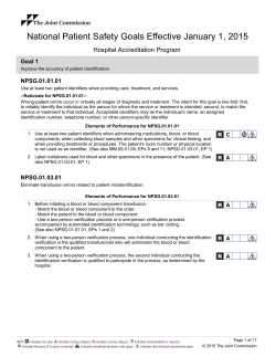 National Patient Safety Goals Effective January