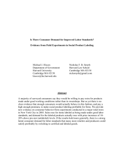 Is There Consumer Demand for Improved Labor Standards