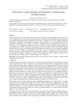 Work Stress, Coping Strategies and Resilience: A Study among