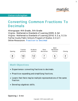 Converting Common Fractions To Decimals