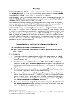 Preamble National Criteria for Biosphere Reserves in Austria