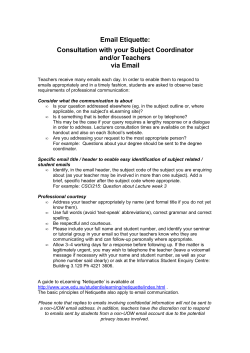Email Etiquette: Consultation with your subject coordinator