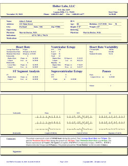 Holter Labs, LLC Heart Rate Ventricular Ectopy Heart Rate