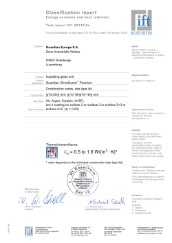 Classification report Ug = 0.5 to 1.6 W/(m2 &middot; K)*