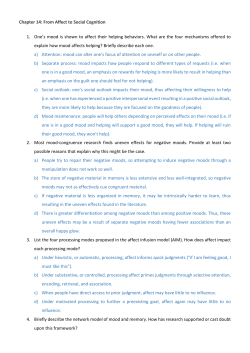 Chapter 14: From Affect to Social Cognition 1. One`s mood is shown