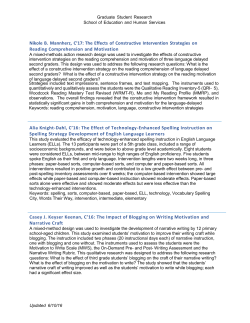 Read Nikole`s, and other recent M.Ed. Thesis abstracts.