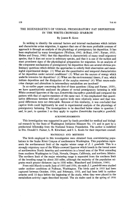 The Bioenergetics of Vernal Premigratory Fat Deposition in the