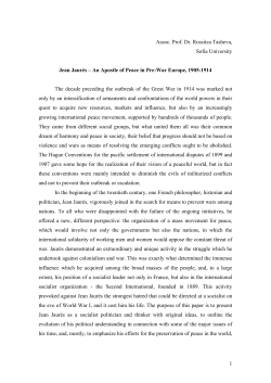 Jean Jaur&egrave;s &ndash; An Apostle of Peace in Pre-War Europe, 1905-1914