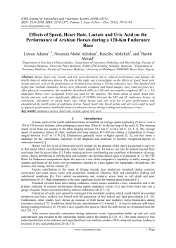 Effects of Speed, Heart Rate, Lactate and Uric Acid on the