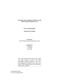 SYSTEMS DEVELOPMENT FOR PLANAR SOFC BASED POWER