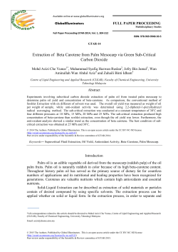 Extraction of Beta Carotene from Palm Mesocarp via Green Sub