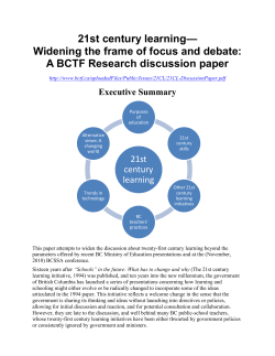 21st century learning&mdash; Widening the frame of focus and debate: A