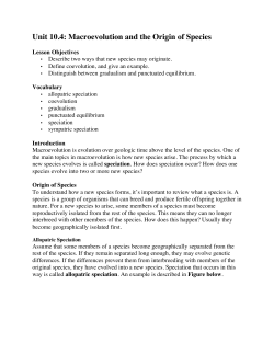 Unit 10.4: Macroevolution and the Origin of Species