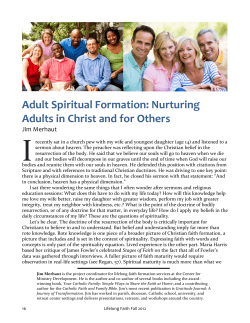 Adult Spiritual Formation: Nurturing Adults in Christ and for Others