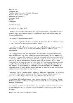 April 15, 2017 His Excellency President of the