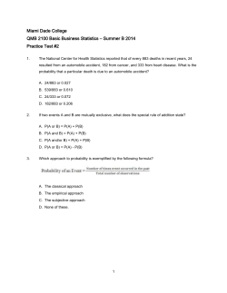 Miami Dade College QMB 2100 Basic Business Statistics &ndash; Summer