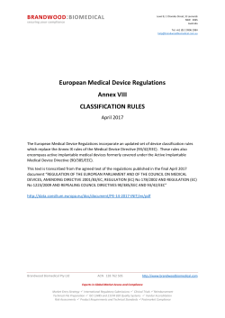 Medical Device Classification Rules (MDR Annex VIII)