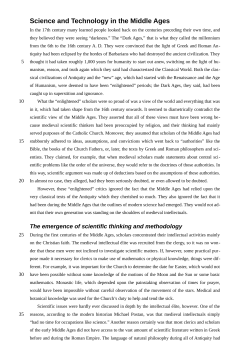 Science and Technology in the Middle Ages