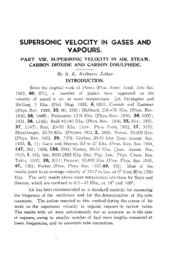 PART VIII. SUPERSONIC VELOCITY IN AlR, STEAM, CARBON