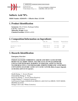 Sulfuric Acid 78% 1. Product Identification 2. Composition