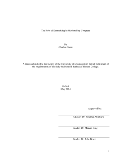 1 The Role of Earmarking in Modern Day Congress By Charles