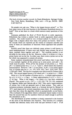 The book of prime number records, by Paulo Ribenboim. Springer